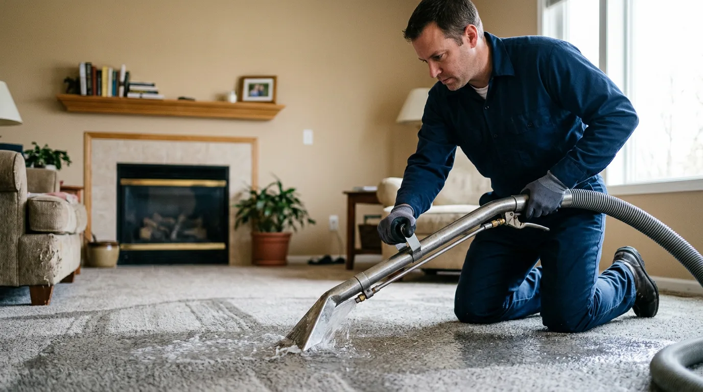 Water damage restoration technician working near Fred, TX